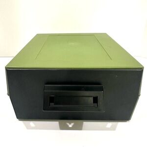 Vintage 1969 Mid Century Sterling 9" Check File Box Drawer Green Black Storage